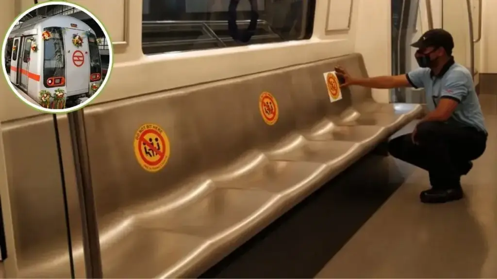 Why is the color of seats in Delhi Metro only silver, this color is visible only in the blue line, what is the reason?