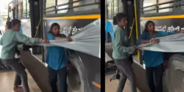 Women's movement in Karnataka! Gutkha advertisement posters torn from public buses, video going viral