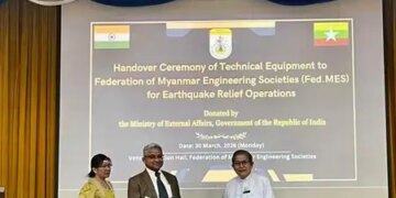 India hands over technical equipment to Myanmar to inspect earthquake affected buildings