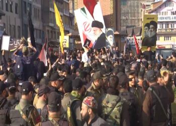 Jammu and Kashmir: Hundreds of Shia Muslims protest against Khamenei's assassination in Srinagar.