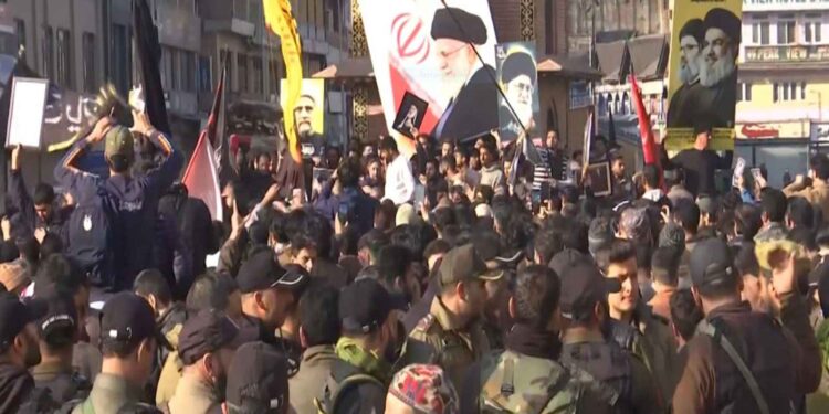 Jammu and Kashmir: Hundreds of Shia Muslims protest against Khamenei's assassination in Srinagar.