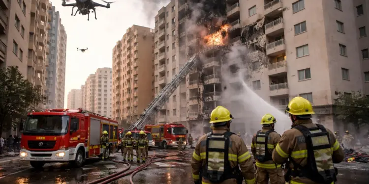 Kuwait Drone Update: Drone attack on residential building in Mangaf, Kuwait, fire department took action on 24 incidents.
