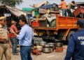 Municipal Corporation Jaipur took action to remove temporary encroachment, 3 canter goods seized, carrying charge of Rs 13,000 collected.
