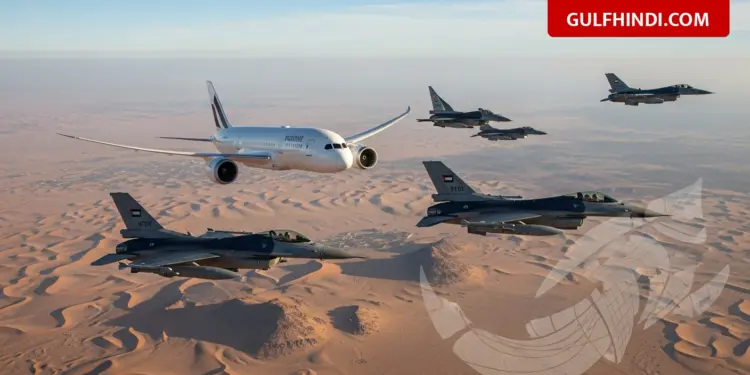 Passenger planes flying under the protection of fighter jets in UAE, police gave strict warning against making videos