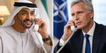 Phone conversation between UAE President and NATO Chief, discussion on maritime security and tensions