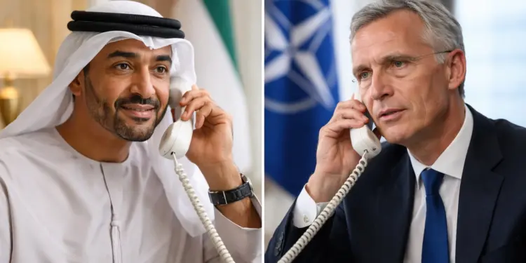 Phone conversation between UAE President and NATO Chief, discussion on maritime security and tensions