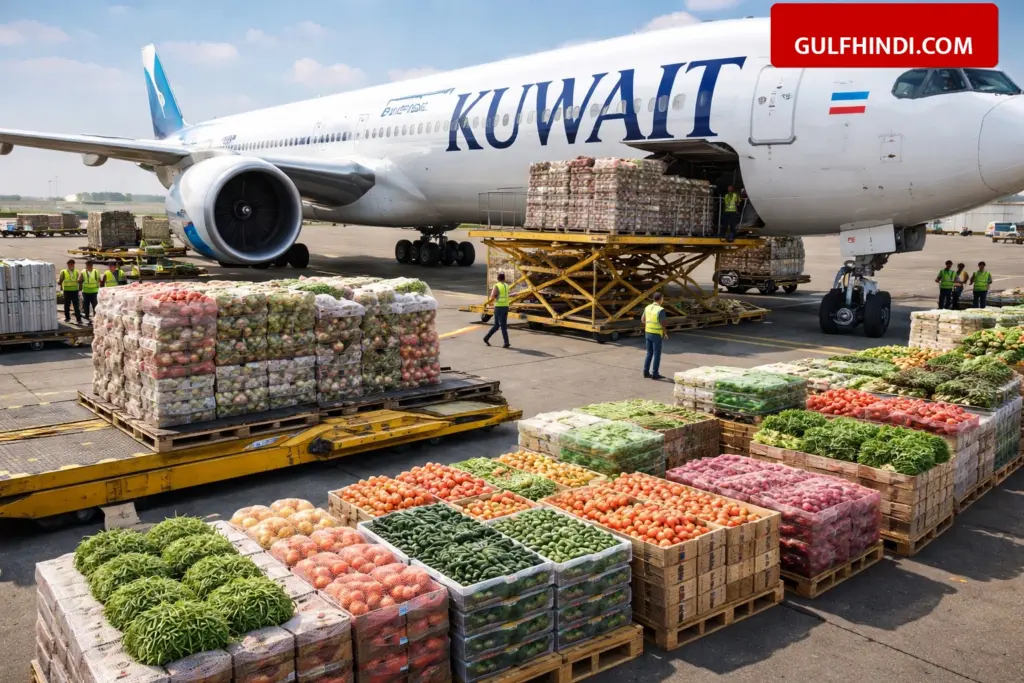 To prevent food shortage in Kuwait, special cargo flights flew from India, Kuwait Airways arrived with 82 tons of fresh goods.