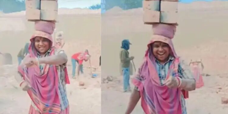 Video: A woman working at a kiln showed a powerful 'Dhurandhar' dance by placing a brick on her head, you will also be surprised after watching the video.