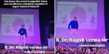 As soon as Professor 'Sahab' came on stage, he showed Michael Jackson style, seeing the students started clapping.