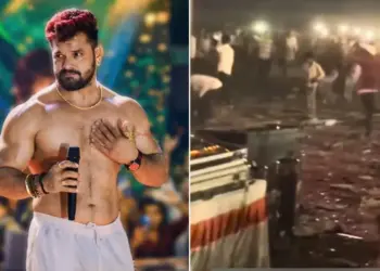 Chaos in Khesari Lal Yadav's program in Muzaffarpur, crowd created ruckus