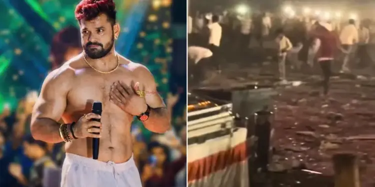 Chaos in Khesari Lal Yadav's program in Muzaffarpur, crowd created ruckus