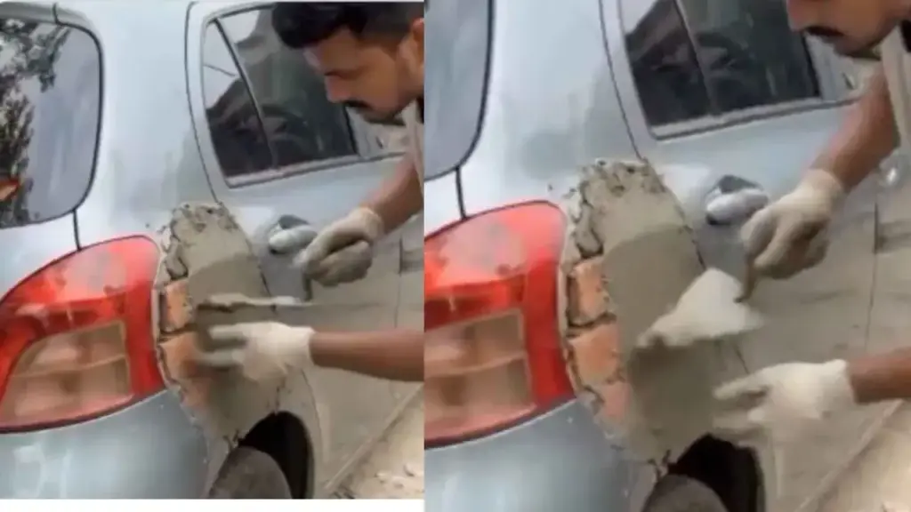 📰 'Desi Jugaad' of car repair went viral, people were surprised to see the repair done with stone and cement