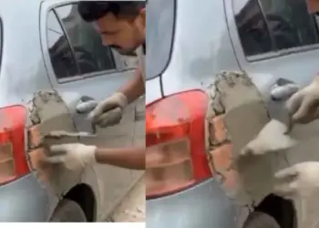 📰 'Desi Jugaad' of car repair went viral, people were surprised to see the repair done with stone and cement