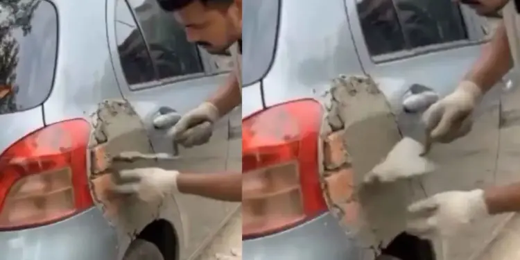 📰 'Desi Jugaad' of car repair went viral, people were surprised to see the repair done with stone and cement