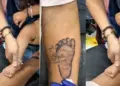 Father expressed unique love by turning daughter's tiny foot print into a tattoo on his arm, video goes viral