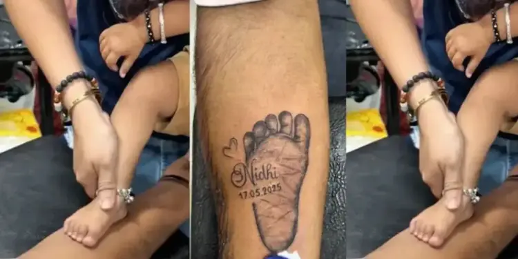 Father expressed unique love by turning daughter's tiny foot print into a tattoo on his arm, video goes viral