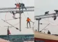 High-voltage drama at Manmad railway station, youth climbing pole was brought down safely after several hours