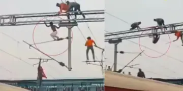 High-voltage drama at Manmad railway station, youth climbing pole was brought down safely after several hours