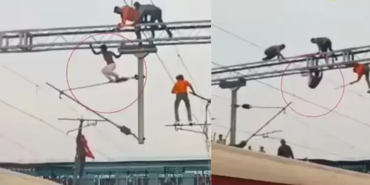 High-voltage drama at Manmad railway station, youth climbing pole was brought down safely after several hours