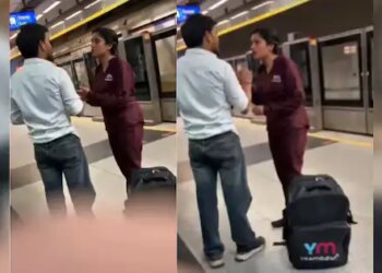 High voltage drama between husband and wife in Delhi Metro! Strong debate seen in viral video, people will abstain from marriage after watching the video