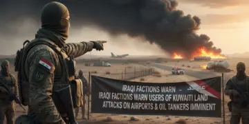 Iraqi group warns America against using Kuwait’s land, attacks on airport and oil tankers create panic