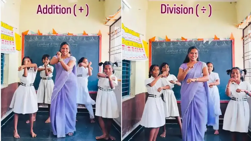 Madam's unique method is going viral on social media, she teaches mathematics to children with dance