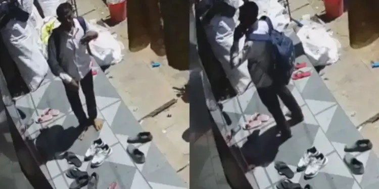Man's act of stealing shoes caught on camera, people shocked on social media