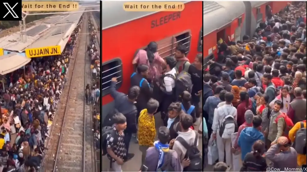 Question on Railways: Video of crowd entering through emergency window of sleeper coach goes viral, users say - remove the gate itself