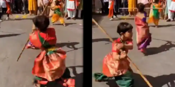 Small girls demonstrated stick swings like this, you will be surprised to see