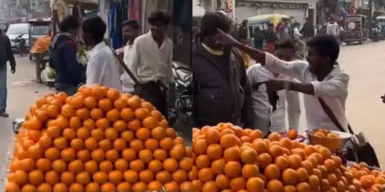 Unique video of a young man selling oranges goes viral, creates uproar due to his strange style and actions