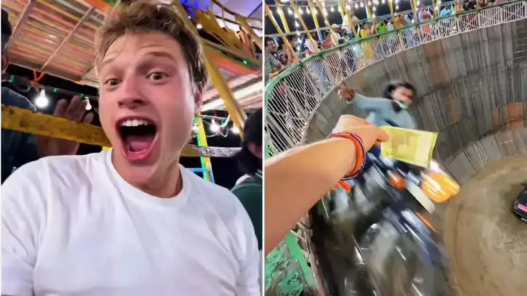VIDEO: Foreigner was stunned to see the stunt in the well of death, the driver took away the notes within seconds
