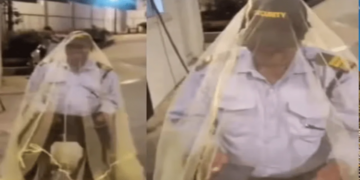 Viral video of security guard in Hyderabad, sitting inside mosquito net and doing duty all night, people got emotional