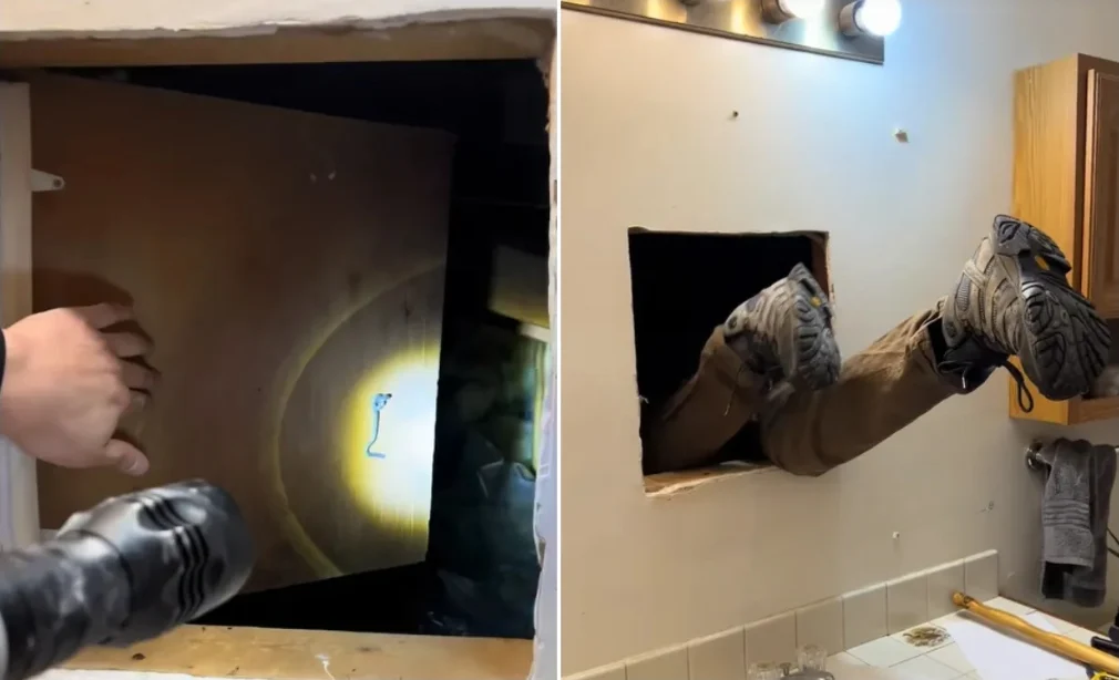 ≡ 'Secret room' was hidden behind the bathroom mirror! Couple found such a secret while renovating the house, everyone was surprised ➤ Brain Berries