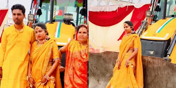Bride's 'bulldozer ride' becomes center of attraction in Deoria, video goes viral on social media