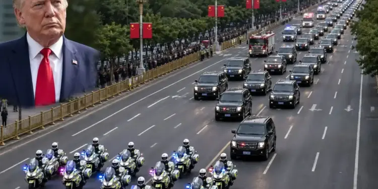 Donald Trump's "huge convoy" goes viral during China tour, queue of dozens of bikes and long vehicles creates stir
