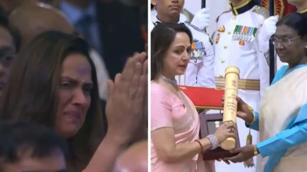 Indian cinema legend Dharmendra received Padma Vibhushan, Hema Malini became emotional at the honor ceremony