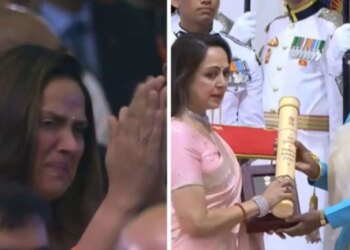 Indian cinema legend Dharmendra received Padma Vibhushan, Hema Malini became emotional at the honor ceremony