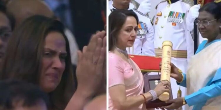 Indian cinema legend Dharmendra received Padma Vibhushan, Hema Malini became emotional at the honor ceremony