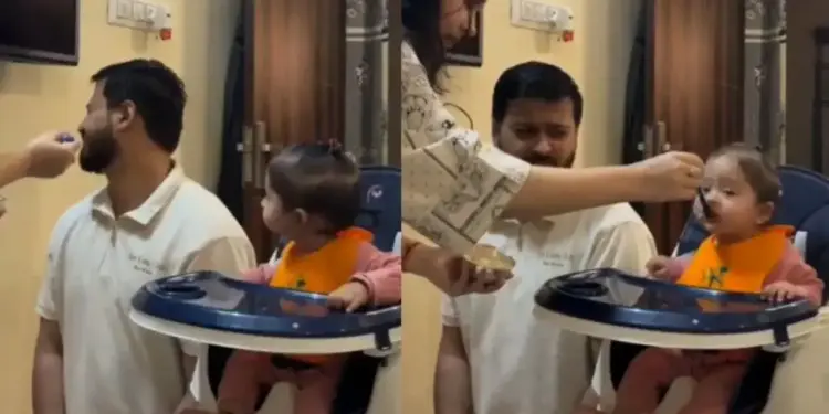 Mother adopted desi jugaad, people were happy to see the fun way of feeding the little girl.