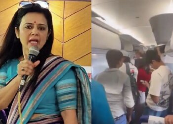 On seeing Mahua Moitra in the flight, slogans of 'Pishi Chor, Bhaipo Chor' started, video goes viral on social media.
