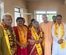 Prasad and Darshan-Pooja program completed in Sri Lakshmi Jagdish Temple, devotees gathered in a devotional atmosphere.