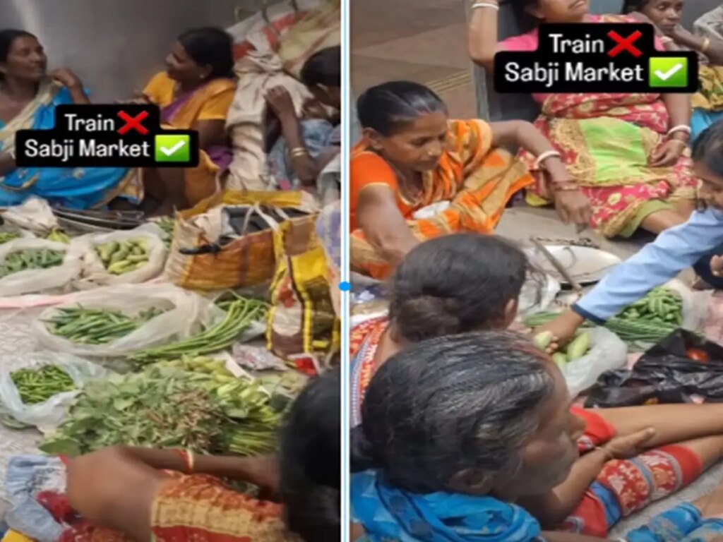 Train becomes vegetable market! Passengers were surprised to see the video of a woman selling vegetables inside the bogie.