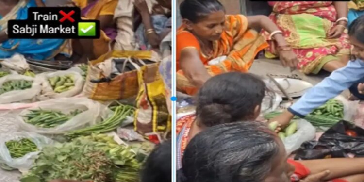 Train becomes vegetable market! Passengers were surprised to see the video of a woman selling vegetables inside the bogie.