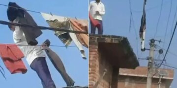 Viral Video: A person started drying clothes on a high voltage wire, people were shocked after seeing this, there was a stir in the comments