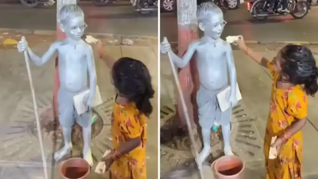 Viral Video: The little innocent girl understood the hunger of the child standing like an idol, did such a thing that she won the heart