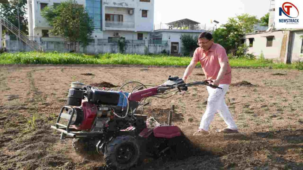 CM Pushkar Singh Dhami CM Dhami Agriculture Initiative Organic Farming Uttarakhand | Pushkar Singh Dhami: Chief Minister Dhami operated a tiller in the fields, gave the message of promoting traditional agriculture and organic farming. News Track in Hindi