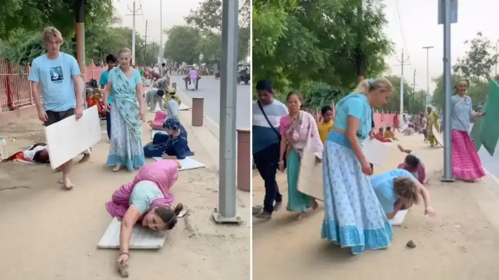 Even the heat lost in front of faith, the prostration circumambulation of foreign devotees in Vrindavan won the hearts.