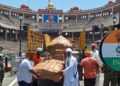 Grand golden palanquin sent from India to Nankana Sahib, left for Pakistan from Attari-Wagah border.