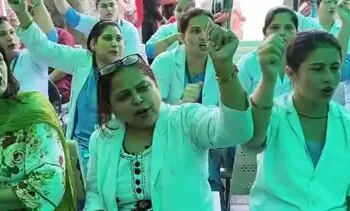 Karnal District Hospital nurses strike, demand to dismiss Haryana Women Commission Chairperson