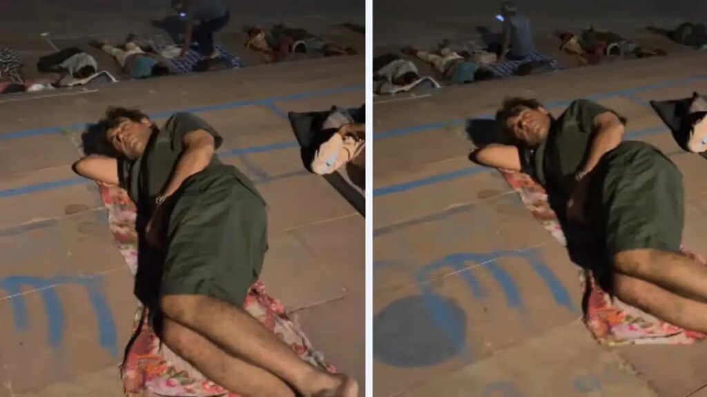 Leaving luxury, Sunil Grover was seen sleeping on a sheet spread on Gangaghat, video going viral on social media.